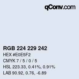Color code: RGB 224 229 242 | qconv.com
