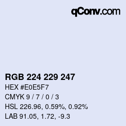 Color code: RGB 224 229 247 | qconv.com
