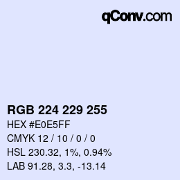 Color code: RGB 224 229 255 | qconv.com