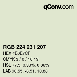 Color code: RGB 224 231 207 | qconv.com