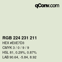 カラーコード: RGB 224 231 211 | qconv.com
