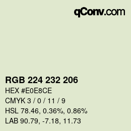 Color code: RGB 224 232 206 | qconv.com