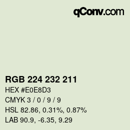 Color code: RGB 224 232 211 | qconv.com