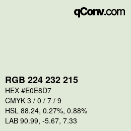 カラーコード: RGB 224 232 215 | qconv.com