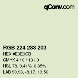 Farbcode: RGB 224 233 203 | qconv.com