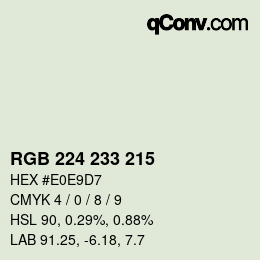 Color code: RGB 224 233 215 | qconv.com
