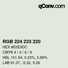 Color code: RGB 224 233 220 | qconv.com