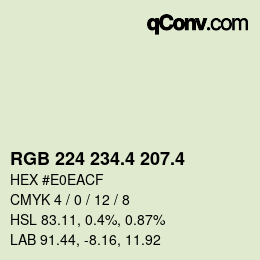 カラーコード: RGB 224 234.4 207.4 | qconv.com