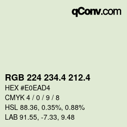 カラーコード: RGB 224 234.4 212.4 | qconv.com