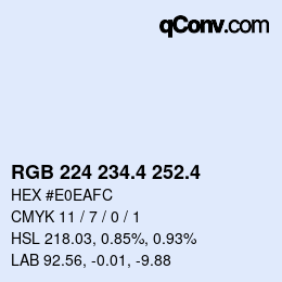 カラーコード: RGB 224 234.4 252.4 | qconv.com