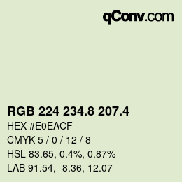 カラーコード: RGB 224 234.8 207.4 | qconv.com