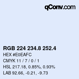カラーコード: RGB 224 234.8 252.4 | qconv.com