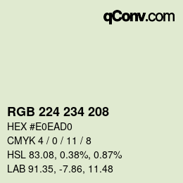 カラーコード: RGB 224 234 208 | qconv.com