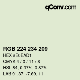Código de color: RGB 224 234 209 | qconv.com