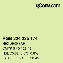 Código de color: RGB 224 235 174 | qconv.com