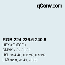 カラーコード: RGB 224 236.6 240.6 | qconv.com