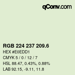 カラーコード: RGB 224 237 209.6 | qconv.com