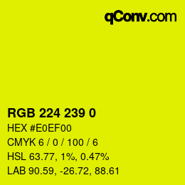 Color code: RGB 224 239 0 | qconv.com