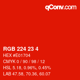 カラーコード: RGB 224 23 4 | qconv.com