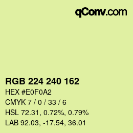 Color code: RGB 224 240 162 | qconv.com