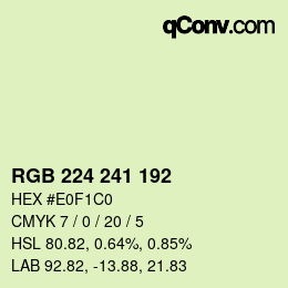 Color code: RGB 224 241 192 | qconv.com