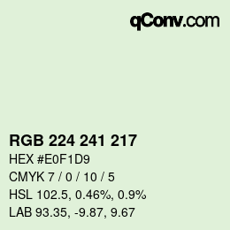 Code couleur: RGB 224 241 217 | qconv.com