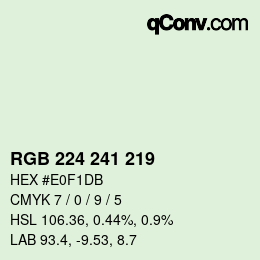 Farbcode: RGB 224 241 219 | qconv.com
