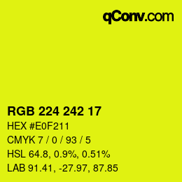 Color code: RGB 224 242 17 | qconv.com