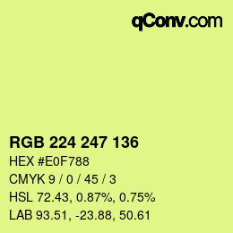 颜色代码: RGB 224 247 136 | qconv.com