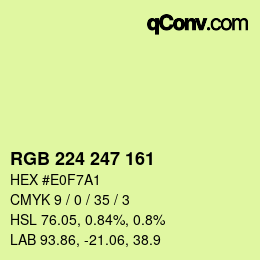 颜色代码: RGB 224 247 161 | qconv.com