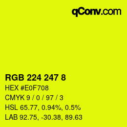 カラーコード: RGB 224 247 8 | qconv.com