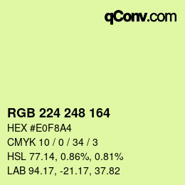 Color code: RGB 224 248 164 | qconv.com