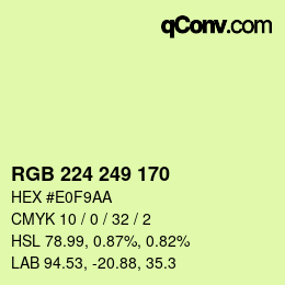 カラーコード: RGB 224 249 170 | qconv.com
