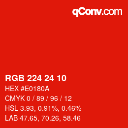 Color code: RGB 224 24 10 | qconv.com