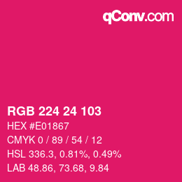 カラーコード: RGB 224 24 103 | qconv.com