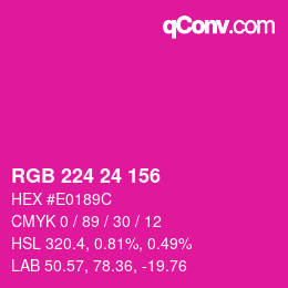 カラーコード: RGB 224 24 156 | qconv.com