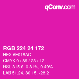 カラーコード: RGB 224 24 172 | qconv.com