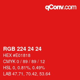 Color code: RGB 224 24 24 | qconv.com