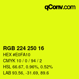 Color code: RGB 224 250 16 | qconv.com