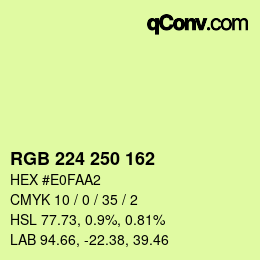 Color code: RGB 224 250 162 | qconv.com