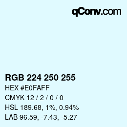 Color code: RGB 224 250 255 | qconv.com