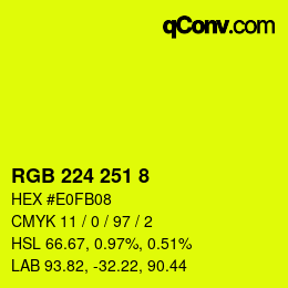 Color code: RGB 224 251 8 | qconv.com