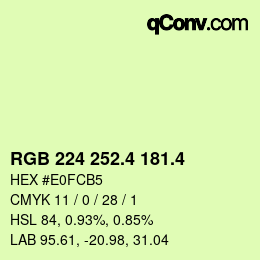 カラーコード: RGB 224 252.4 181.4 | qconv.com