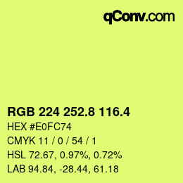 カラーコード: RGB 224 252.8 116.4 | qconv.com
