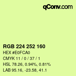 カラーコード: RGB 224 252 160 | qconv.com