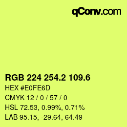 カラーコード: RGB 224 254.2 109.6 | qconv.com