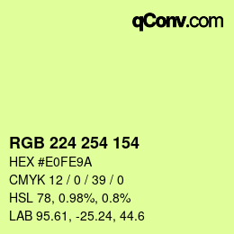 Código de color: RGB 224 254 154 | qconv.com