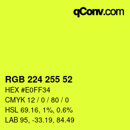 Color code: RGB 224 255 52 | qconv.com