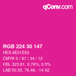Color code: RGB 224 30 147 | qconv.com