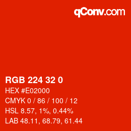 Color code: RGB 224 32 0 | qconv.com